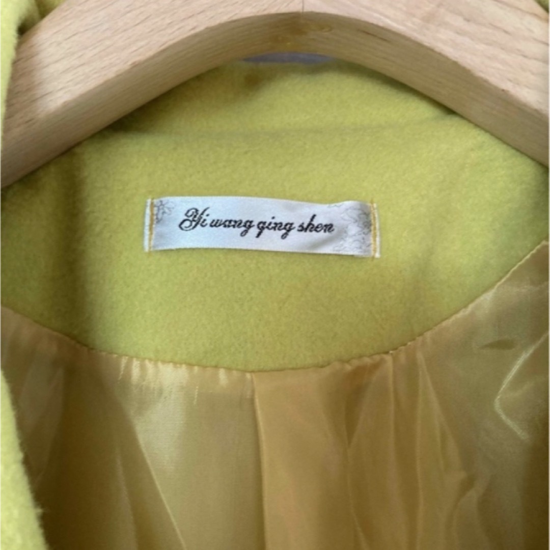 チェスターコート ロングコート　イエロー レディースのジャケット/アウター(チェスターコート)の商品写真