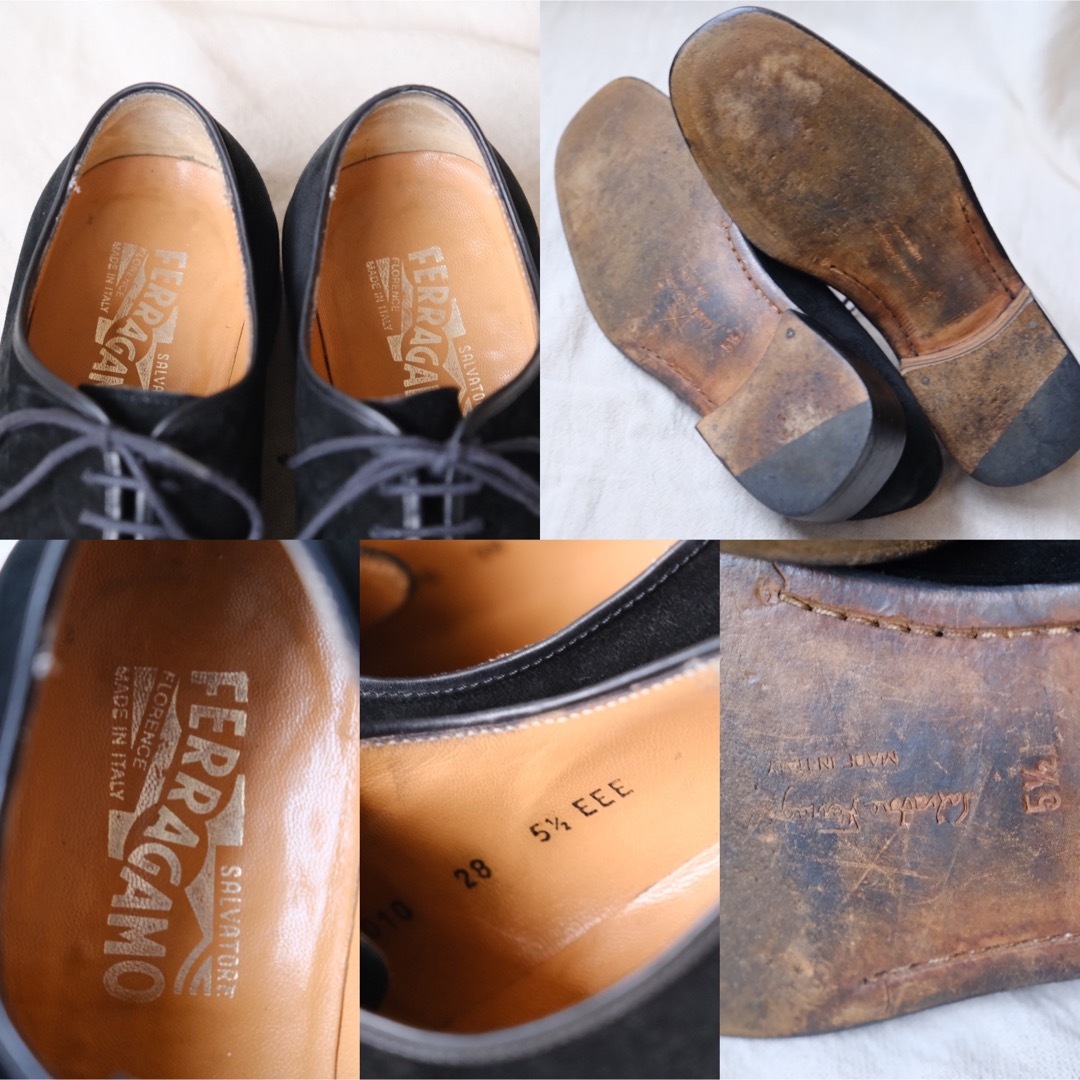 Salvatore Ferragamo(サルヴァトーレフェラガモ)のSalvatore Ferragamoスクエアスエードプレーントゥ黒55EEE メンズの靴/シューズ(ドレス/ビジネス)の商品写真