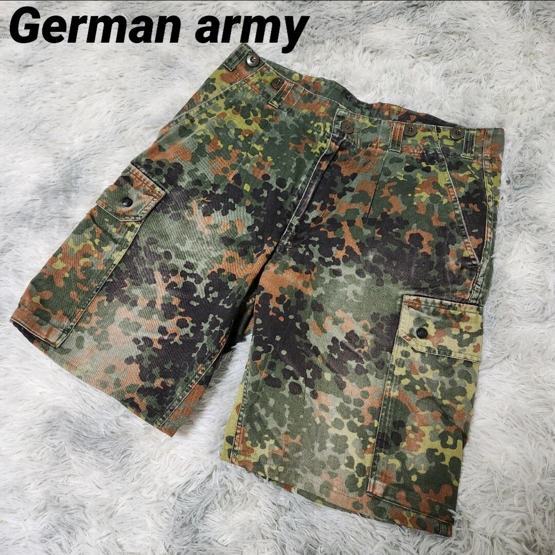 MILITARY(ミリタリー)のVintage ドイツ軍 迷彩柄 カモフラ カーゴパンツ ハーフパンツ ショート メンズのパンツ(ショートパンツ)の商品写真
