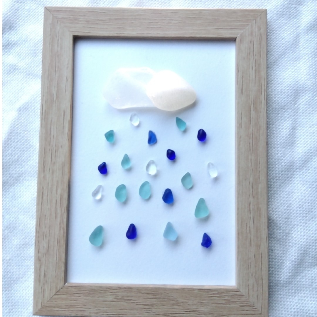 シーグラスアート シーグラス雑貨 置物 雨 雲 アート 絵 ガラス シンプル | フリマアプリ ラクマ