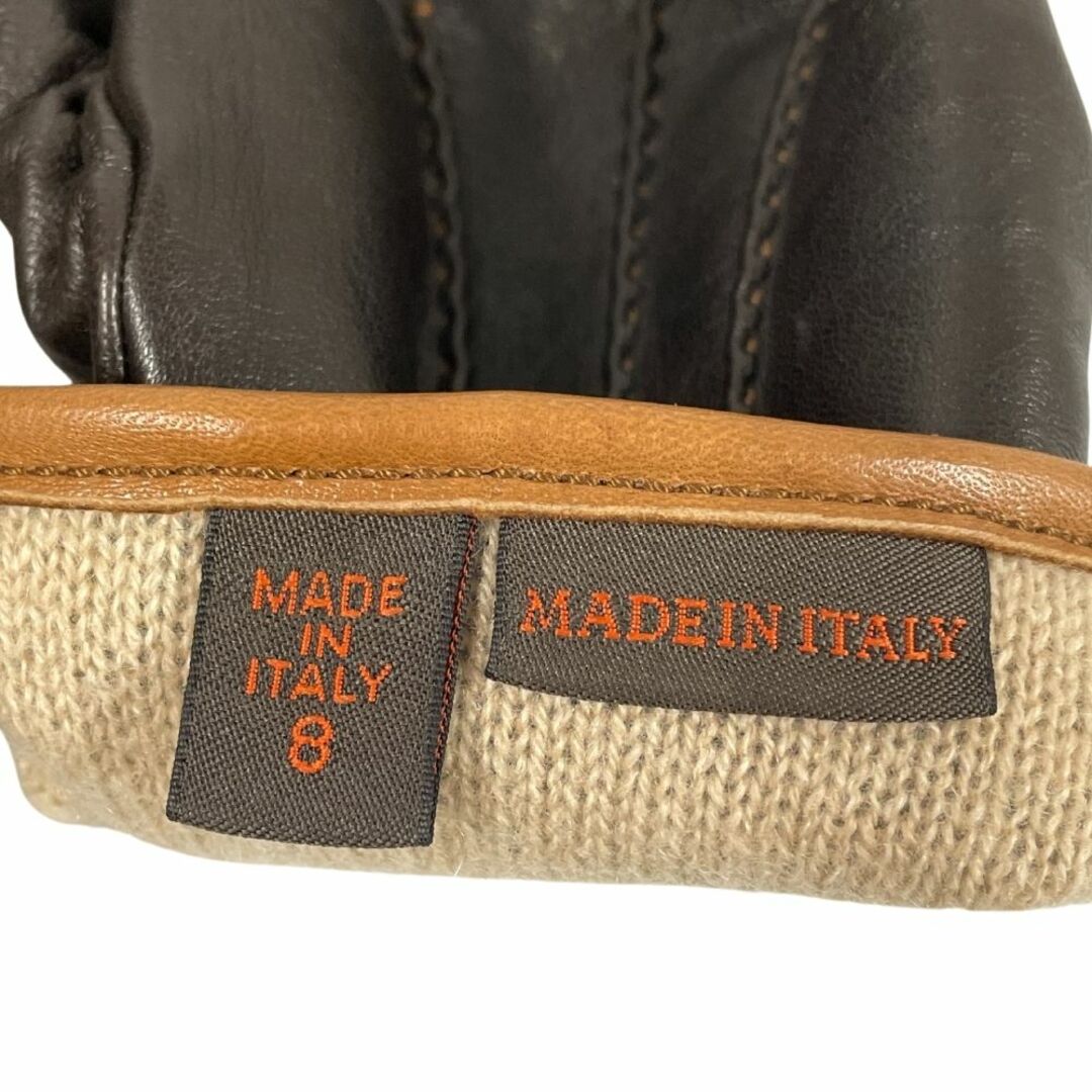 MARIO PORTOLANO マリオ ポルトラーノ 裏地カシミア レザーグローブ イタリア製 手袋 ダークブラウン系 サイズ 8 正規品 / Z2087 メンズのファッション小物(手袋)の商品写真