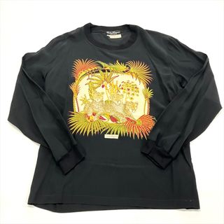 サルヴァトーレフェラガモ(Salvatore Ferragamo)のフェラガモ Ferragamo カットソー シルク ブラック S 長袖Tシャツ レディース【中古】(カットソー(長袖/七分))