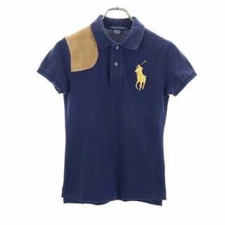 ラルフローレン(Ralph Lauren)のラルフローレン ビッグポニー 半袖 切替 ポロシャツ S ネイビー RALPH LAUREN 鹿の子地 レディース 古着 【240324】 メール便可(ポロシャツ)