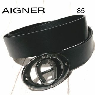 AIGNER - アイグナー レザーベルト 85 AIGNER Aロゴ ホースシュー メンズ