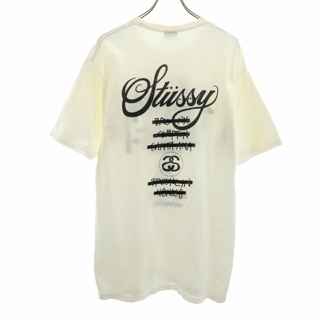 STUSSY(ステューシー)のステューシー プリント 半袖 Tシャツ Ｌ ホワイト系 STUSSY メンズ 古着 【240324】 メール便可 メンズのトップス(Tシャツ/カットソー(半袖/袖なし))の商品写真