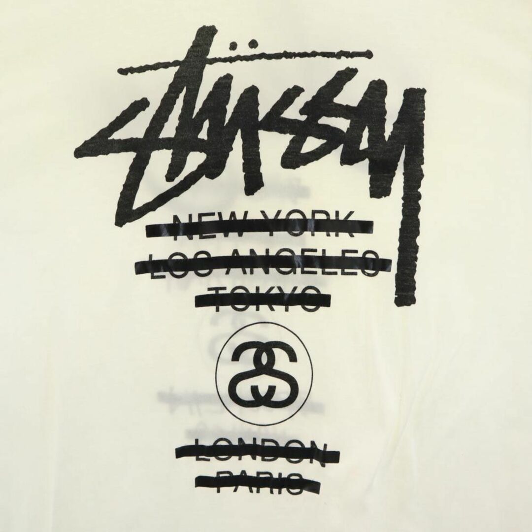 STUSSY(ステューシー)のステューシー プリント 半袖 Tシャツ Ｌ ホワイト系 STUSSY メンズ 古着 【240324】 メール便可 メンズのトップス(Tシャツ/カットソー(半袖/袖なし))の商品写真