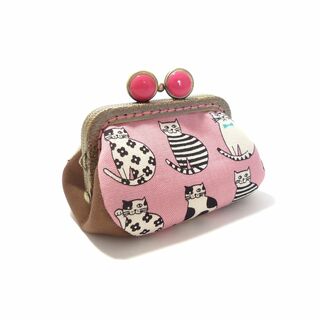 おすまし猫さん ピンク がま口小銭入れ 猫柄 財布 コインケース G019(財布)
