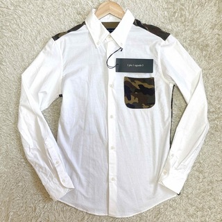 1piu1uguale3 - 未使用級　タグ付き　ウノピゥ ウノウグァーレトレ　長袖シャツ　迷彩　切替　白