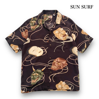 【SUN SURF】サンサーフ 壁縮緬アロハシャツ 能面 ハワイアンシャツ