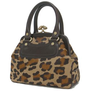 セリーヌ(celine)の美品 CELINE セリーヌ バッグ ハンドバッグ ブラウン系 レオパード ヒョウ柄 ブギーバッグ がま口 ハラコ マカダム オールド ヴィンテージ カバン イタリア製 ブランド【レディース】【中古】(ハンドバッグ)