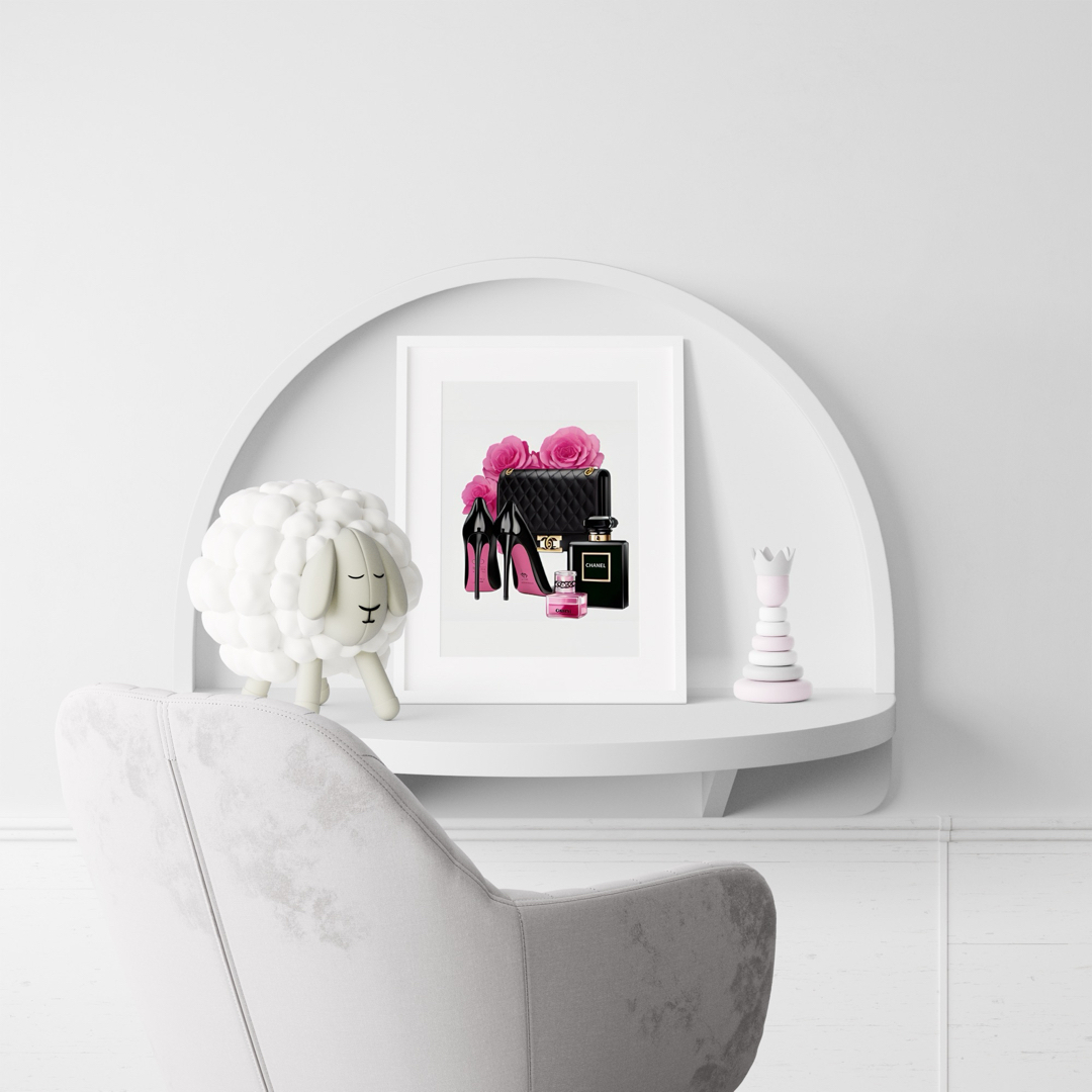 G055 アートポスター インテリア CHANEL シャネル ブラック ピンク ハンドメイドのインテリア/家具(アート/写真)の商品写真