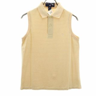 ラルフローレン(Ralph Lauren)の未使用 ラルフローレン ポロスポーツ ボーダー柄 ノースリーブ 鹿の子地 シャツ M イエロー系 RALPH LAUREN POLO SPORT タグ付き レディース 古着 【240324】 メール便可(シャツ/ブラウス(半袖/袖なし))