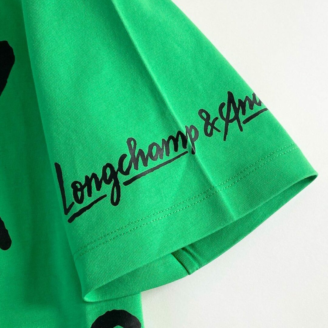 LONGCHAMP(ロンシャン)の19c24 ポルトガル製 LONGCHAMP ロンシャン 半袖カットソー Tシャツ トップス XS グリーン コットン100％ レディース レディースのトップス(カットソー(半袖/袖なし))の商品写真