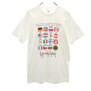 ミズノ(MIZUNO)のミズノ 90s USA製 オリンピック プリント 長野オリンピック 半袖 Tシャツ フリー ホワイト Mizuno メンズ 古着 【240324】 メール便可(Tシャツ/カットソー(半袖/袖なし))