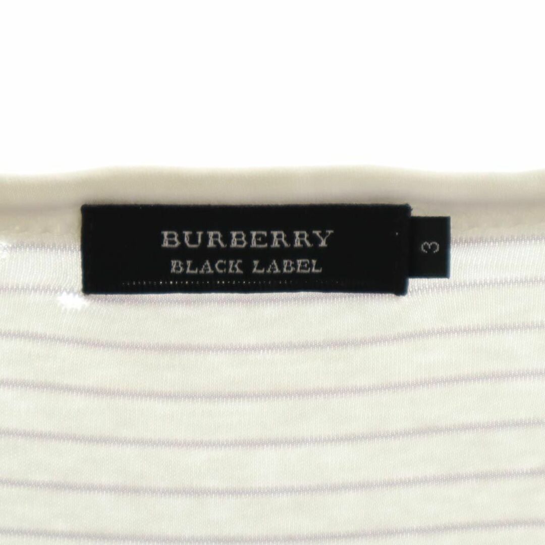 BURBERRY BLACK LABEL(バーバリーブラックレーベル)のバーバリーブラックレーベル 日本製 三陽商会 ボーダー 半袖 カットソー 3 ホワイト系 BURBERRY BLACK LABEL メンズ 古着 【240324】 メール便可 メンズのトップス(Tシャツ/カットソー(半袖/袖なし))の商品写真