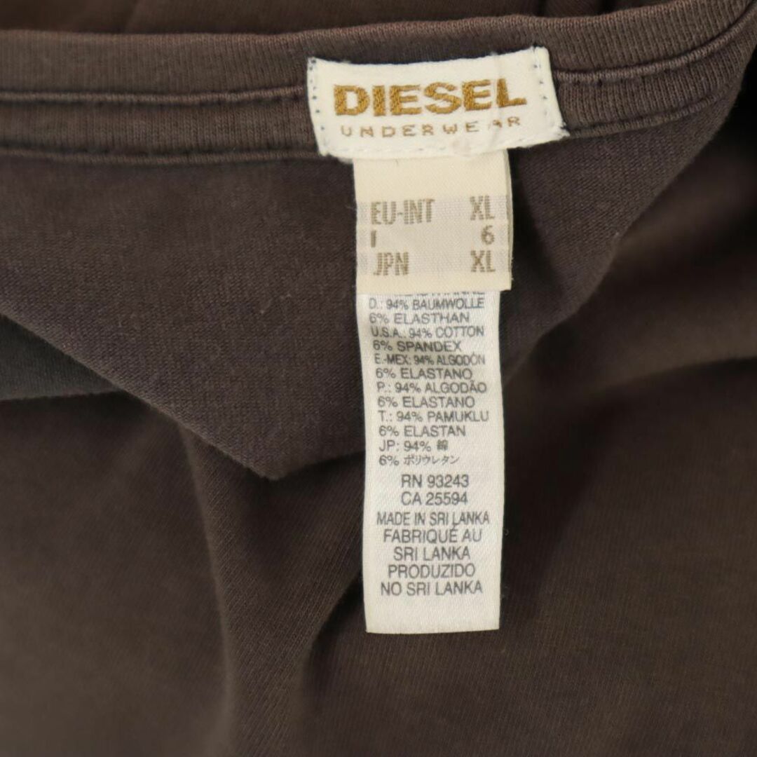 DIESEL(ディーゼル)のディーゼル 半袖 Vネック Tシャツ XL ブラウン DIESEL UNDERWEAR ポケT メンズ 古着 【240324】 メール便可 メンズのトップス(Tシャツ/カットソー(半袖/袖なし))の商品写真