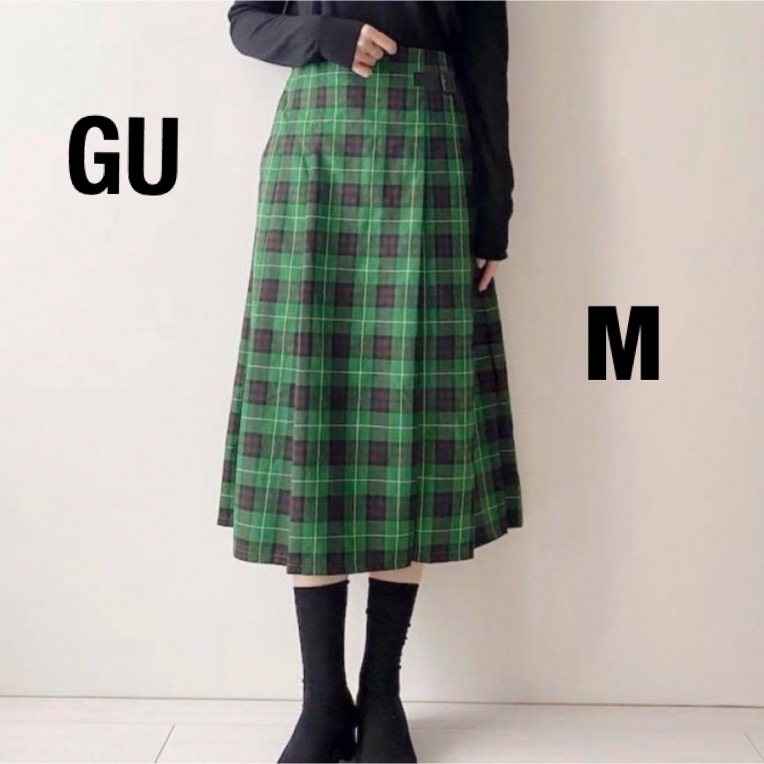 GU(ジーユー)のGU  ジーユー　チェックプリーツミディスカート  M レディースのスカート(ロングスカート)の商品写真