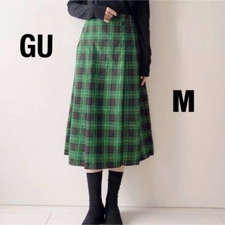 ジーユー(GU)のGU  ジーユー　チェックプリーツミディスカート  M(ロングスカート)