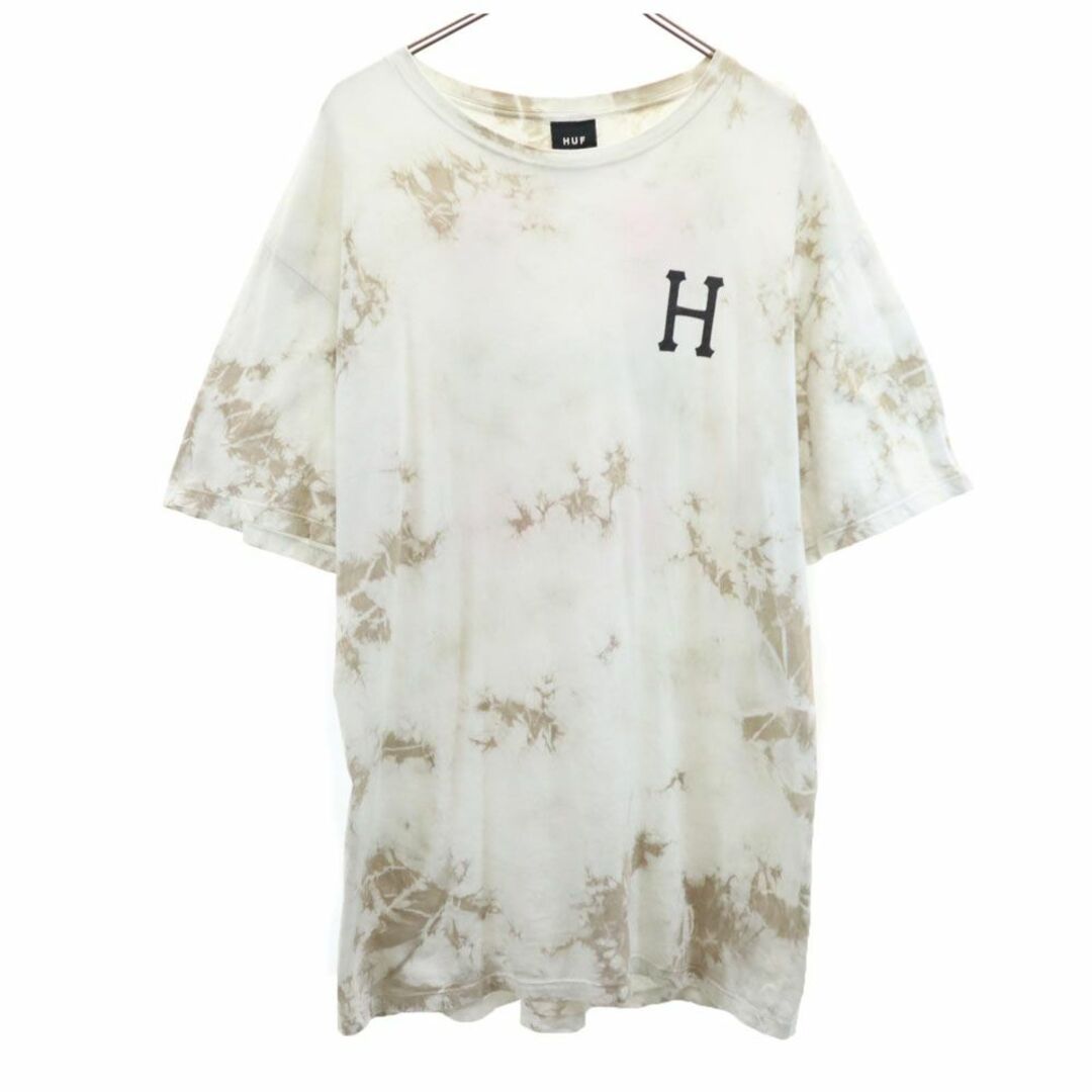 HUF(ハフ)のハフ バックプリント 半袖 Tシャツ L ホワイト系 HUF メンズ 古着 【240324】 メンズのトップス(Tシャツ/カットソー(半袖/袖なし))の商品写真