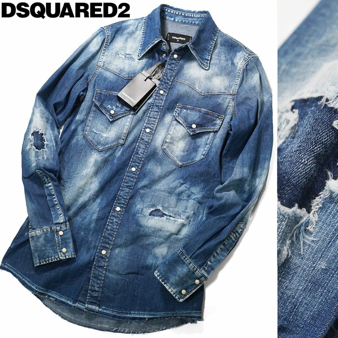 DSQUARED2(ディースクエアード)の新品8.6万 DSQUARED2 ディースクエアード ストレッチデニムシャツ42 メンズのトップス(シャツ)の商品写真