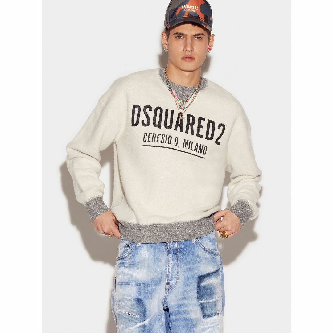 DSQUARED2(ディースクエアード)の新品8.6万 DSQUARED2 ディースクエアード ロゴプリント起毛スウェット メンズのトップス(スウェット)の商品写真