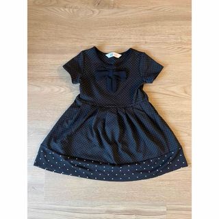 H&M - ●used● H&M 半袖ワンピース リボン 水玉 100cm 2Y-4Y