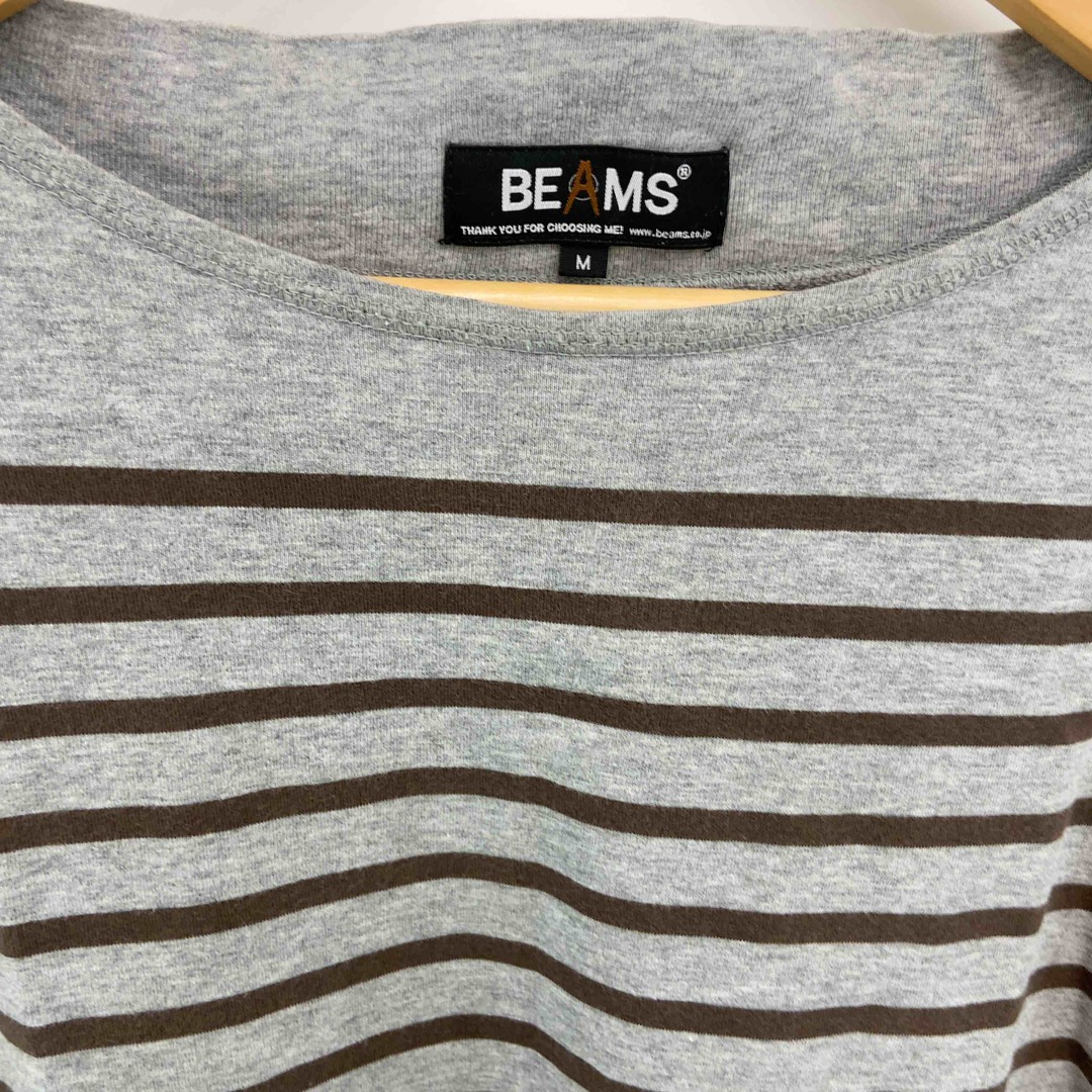 BEAMS(ビームス)のBEAMS ビームス メンズ Tシャツ（半袖）グレー ボーダー コットン メンズのトップス(Tシャツ/カットソー(半袖/袖なし))の商品写真