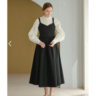 チャコット(CHACOTT)の新品未使用STINA closet ワンピースドレス　リボン　ブラック(ロングワンピース/マキシワンピース)