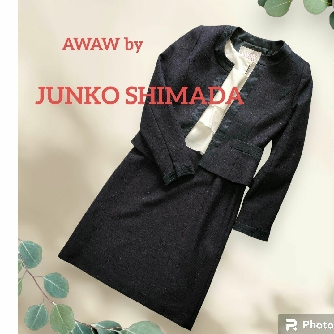 JUNKO SHIMADA(ジュンコシマダ)のAWAW by JUNKO SHIMADA ラメツィード ワンピーススーツ ９号 レディースのフォーマル/ドレス(スーツ)の商品写真