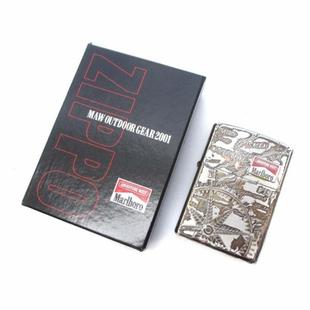 ZIPPO(ジッポー)のジッポー マルボロ オイルライター 01年製 羅針盤 コンパス シルバーカラー エンタメ/ホビーのコレクション(その他)の商品写真