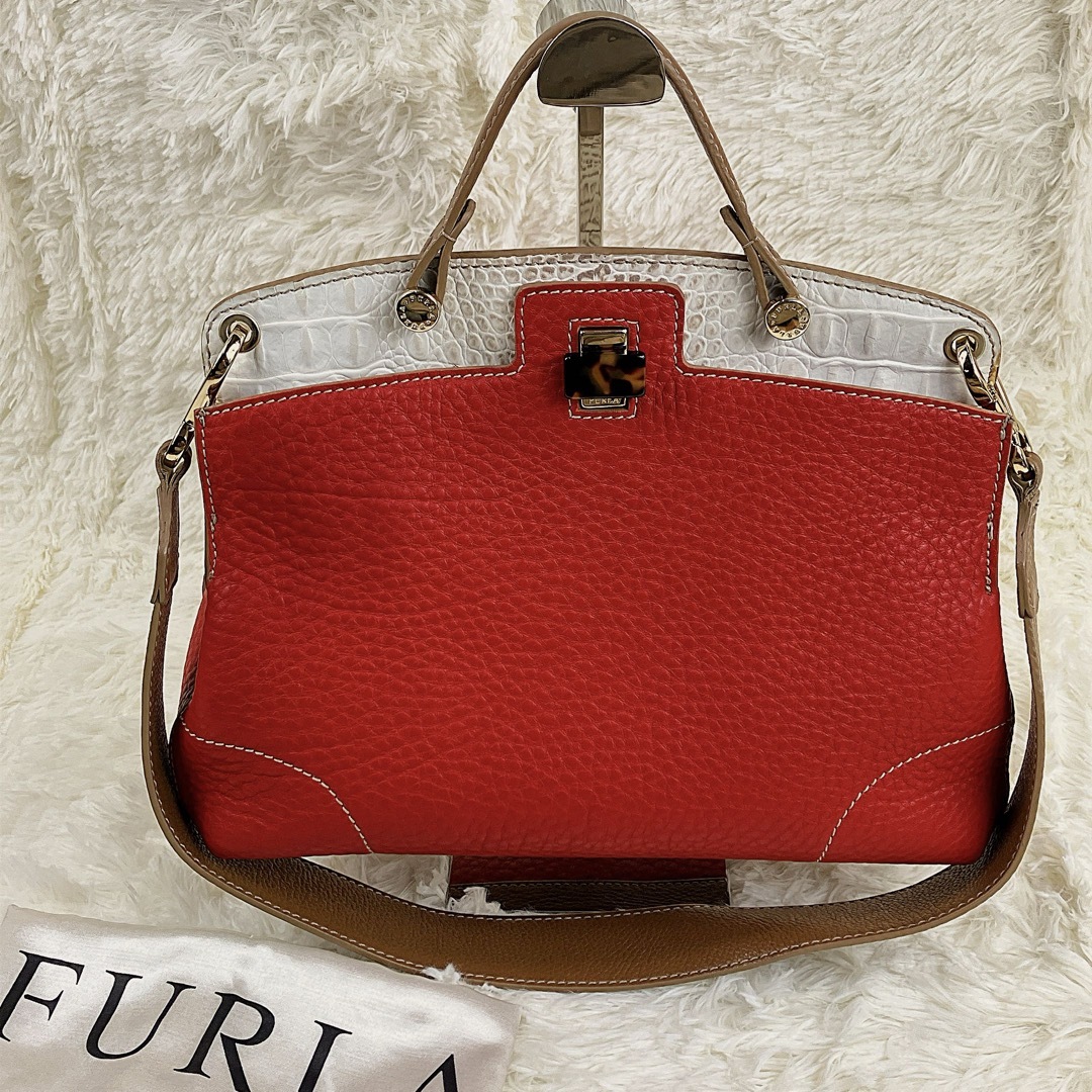 Furla(フルラ)の極美品✨フルラ パイパールクス 2way ショルダーバッグ クロコ型押し レザー レディースのバッグ(ショルダーバッグ)の商品写真