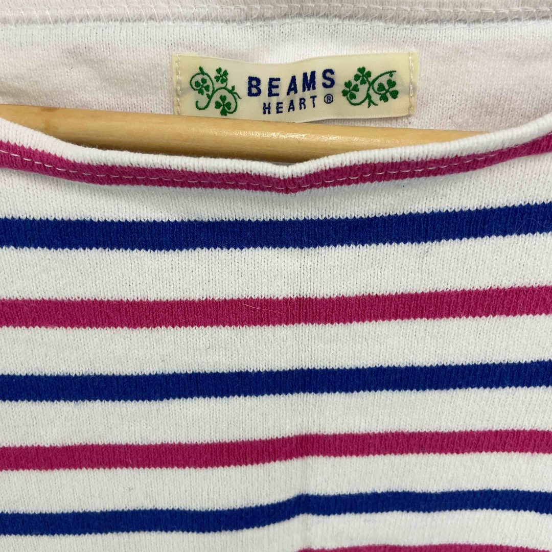 BEAMS(ビームス)のBEAMS HEART ビームスハート　ボートネック　７分袖　ピンク×青×白　 レディース Tシャツ　カットソー メンズのトップス(Tシャツ/カットソー(七分/長袖))の商品写真