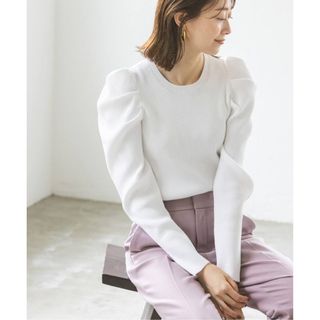 Spick and Span Noble - NOBLE☆完売☆ショルダーコンシャスリブニット白