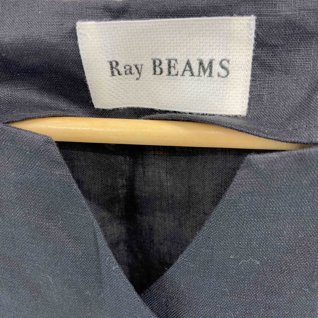 Ray BEAMS(レイビームス)のRAY BEAMS レイビームス レディース ロングワンピース 半袖 麻 キーネック ブラック レディースのワンピース(ロングワンピース/マキシワンピース)の商品写真