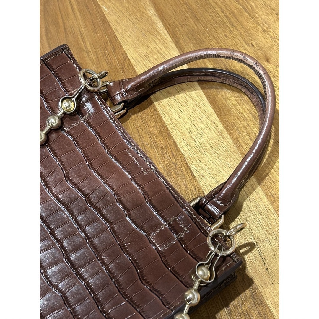 Ameri VINTAGE(アメリヴィンテージ)のAmeri VINTAGE BALL CHAIN BOX BAG ブラウン レディースのバッグ(ショルダーバッグ)の商品写真