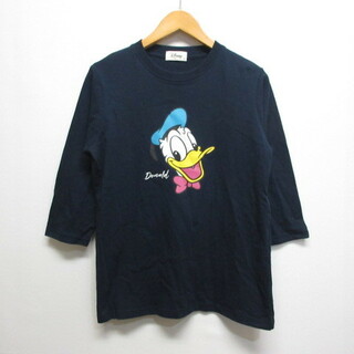 Disney - ディズニー Disney ドナルドダック 七分袖 Tシャツ M ネイビー