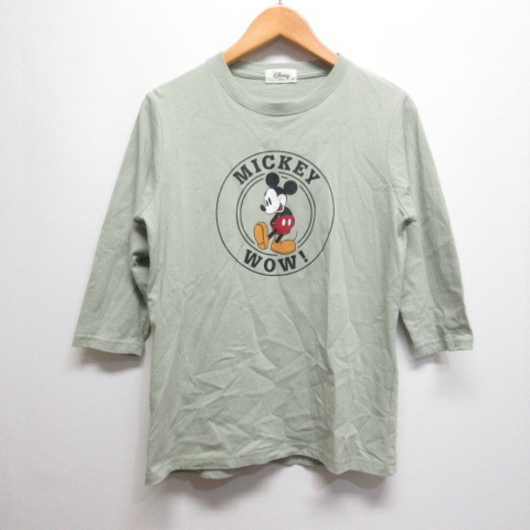 Disney(ディズニー)のディズニー Disney ミッキーマウス 七分袖 Tシャツ M グリーン レディースのトップス(その他)の商品写真