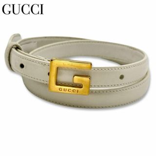 Gucci - GUCCI グッチ レザー ベルト レディース メンズ アイボリー オフホワイト