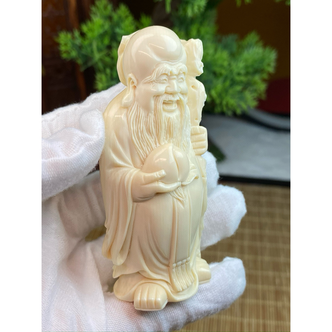 天然マンモス牙美しい手作り彫刻 2寿星公 置物 置物 - 置物 天然マンモス牙美しい手作り彫刻 2寿星公 置物 置物 - 置物
