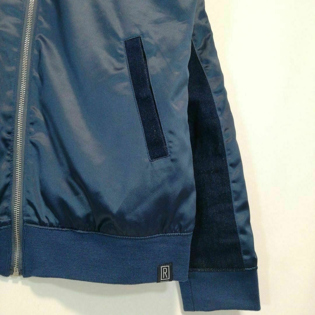 スカジャン デニム切替 刺繍 ブルゾン ジャケット ネイビー Lサイズ メンズ メンズのジャケット/アウター(スカジャン)の商品写真