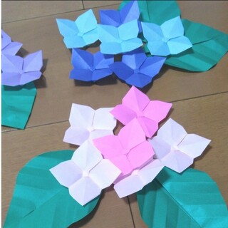 折り紙紫陽花120枚☆葉っぱ100枚(型紙/パターン)