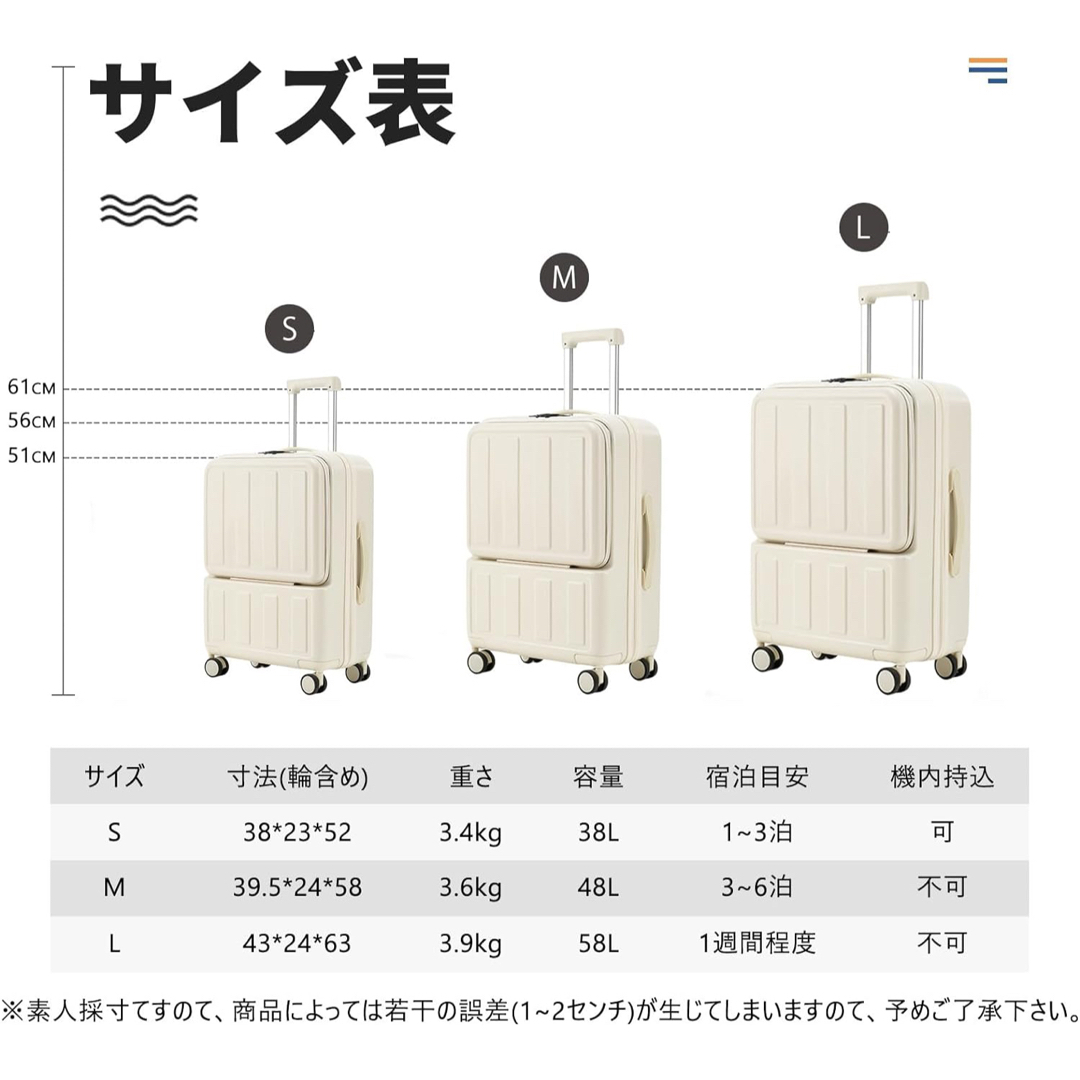 スーツケース フロントオープン 機内持ち込み キャリーケース usbポート レディースのバッグ(スーツケース/キャリーバッグ)の商品写真