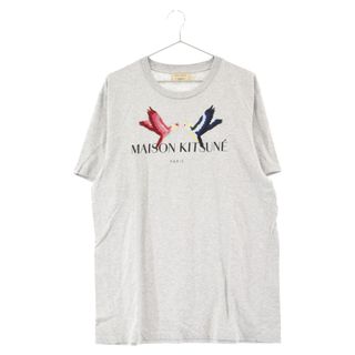 メゾンキツネ(MAISON KITSUNE')のMAISON KITSUNE メゾンキツネ パラキート刺繍 半袖Tシャツ カットソー グレー(Tシャツ/カットソー(半袖/袖なし))