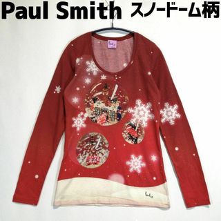 ポールスミス(Paul Smith)のポールスミス スノードーム柄カットソー 長袖Tシャツ ロンT Mサイズ 赤 白(カットソー(長袖/七分))