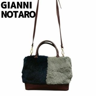 ジャンニノターロ(GIANNI NOTARO)のGIANNI NOTARO 2way ショルダーバッグ ハンドバッグ ファー 革(ショルダーバッグ)