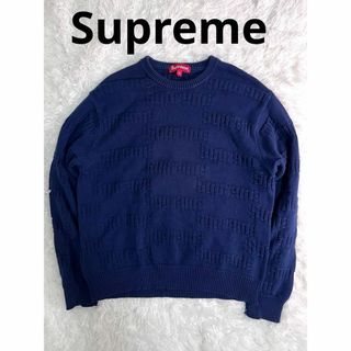 Supreme - Supreme Raised Logo Sweater ネイビー XL 美中古品