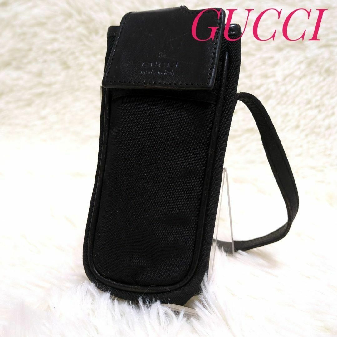 Gucci(グッチ)の✨状態良好✨　GUCCI　モバイルケース　小物入れ　ロゴ　レザー＆キャンバス メンズのファッション小物(その他)の商品写真