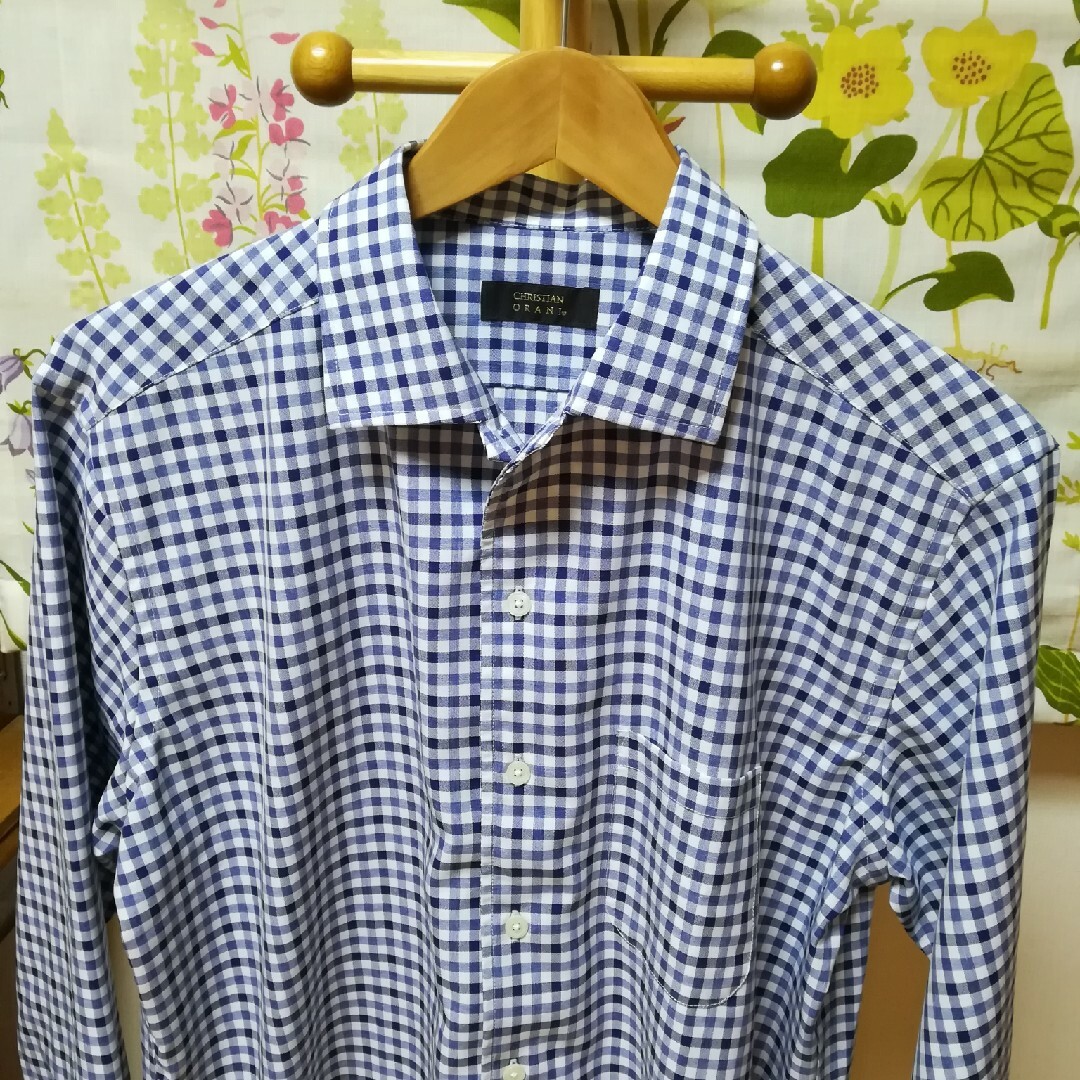 青山(アオヤマ)の✨CHRISTIAN ORANI青色チェック柄長袖シャツ 2Lサイズ メンズのトップス(シャツ)の商品写真