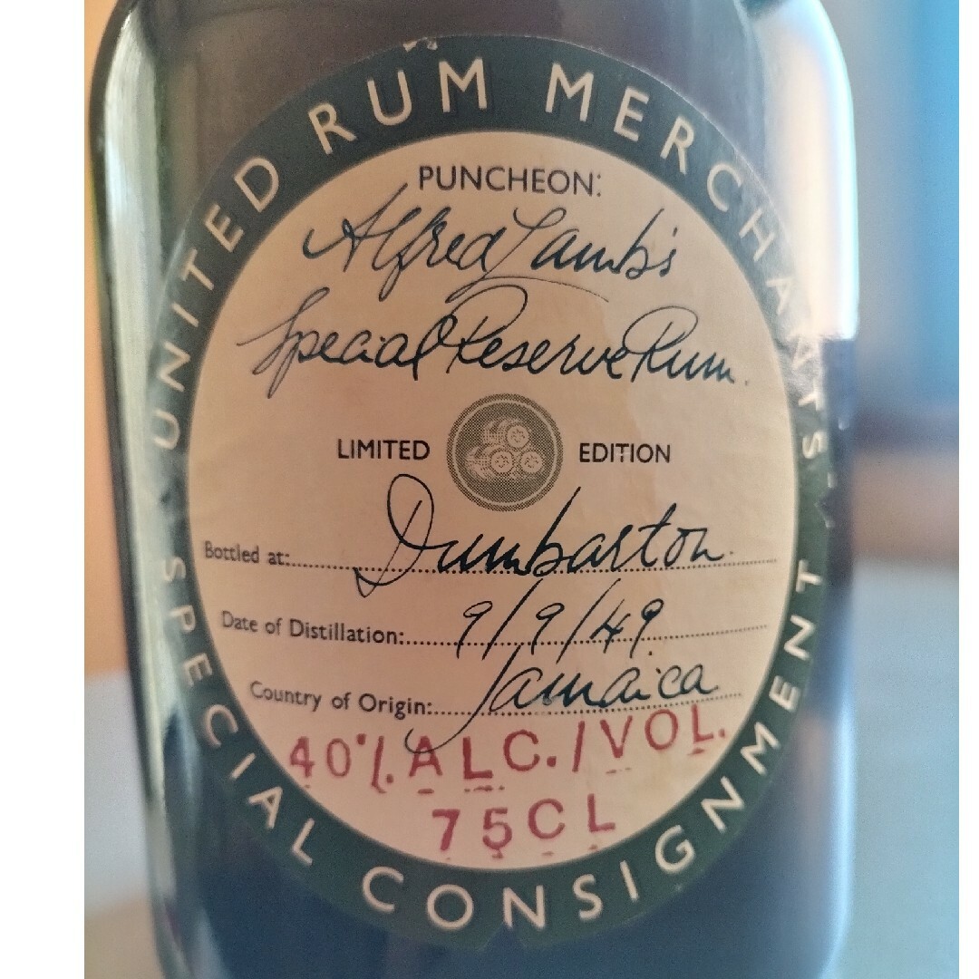 アルフレッドラムズ　ジャマイカンラム　1949　40%　750ml 食品/飲料/酒の酒(蒸留酒/スピリッツ)の商品写真
