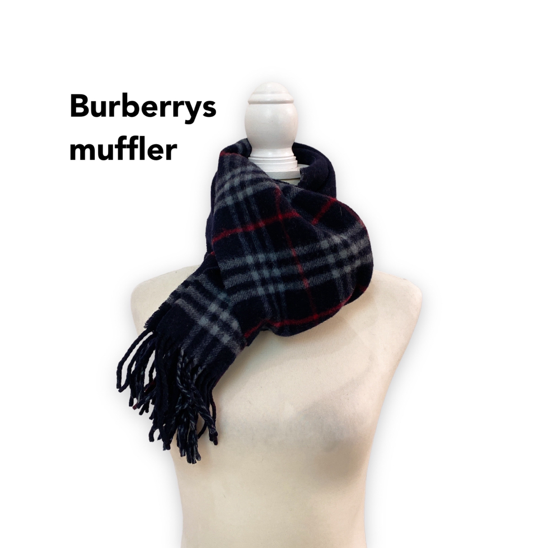 BURBERRY(バーバリー)のBurberrys バーバリーズ　マフラー　ストール　ノバチェック　ウール　濃紺 レディースのファッション小物(マフラー/ショール)の商品写真